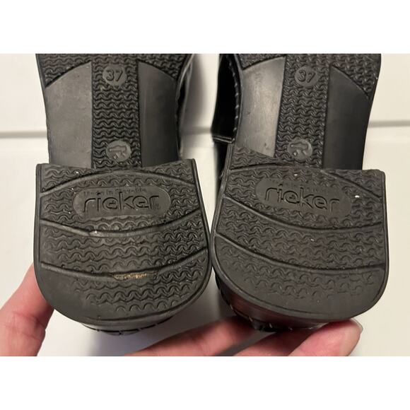 Rieker Women’s Size 6.5 US Leather Comfort Loafer Black Square Toe Slip On - Picture 10 of 11